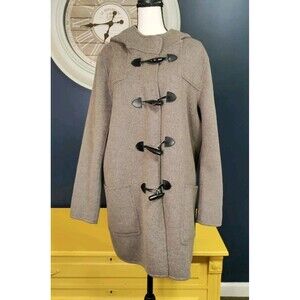 J. Jill Wool Angora Coat Size L Petite Gray Pockets Button Up EUC Soft Cozy